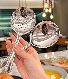 halpa -2 kpl ruostumattomasta teräksestä valmistettuja kauhoja keitto- ja riisin tarjoiluun, tarjoilulusikka, tyhjennysreikä, lämpöeristetty kahva, keittiövälineet päivittäiseen käyttöön