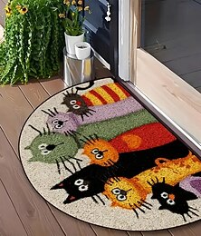 preiswerte -Halbkreisförmige Fußmatte, schmutzabweisend, strapazierfähig, für Eingangsbereich, Flur, Küche, Innenbereich, rutschfest, pflegeleicht