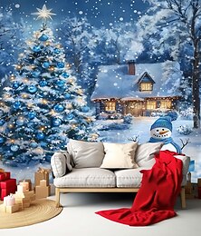 economico -arazzo da parete con scena di neve natalizia, sfondo fotografico per le vacanze invernali per la decorazione della casa