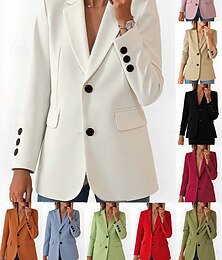 preiswerte -Damen Blazer Bequem Atmungsaktiv Tasche Lässig Einfach Büro Straße Lässig Alltagskleidung Einreihig Regulär Umlegekragen Normale Passform Langarm Oberbekleidung Blau Schwarz Weiß Sommer Frühling