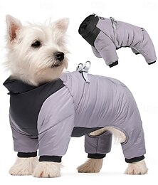 preiswerte -Hundemantel für kleine bis mittelgroße Hunde, wasserdichte Winterjacke mit Geschirr, Welpen-Wintermantel, reflektierende Weste, warmer Fleece-Schneeanzug, winddicht, rot, Größe M