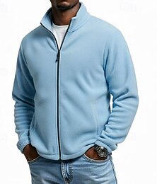 abordables -Homme Sweat-shirt Sweat zippé Sweat-shirt en polaire Vert Beige Gris Bleu clair Col montant Uni Sport & Loisir Occasionnel Quotidien Streetwear Basique Occasionnel Automne Hiver Vêtement Tenue Pulls