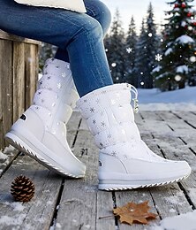economico -stivali invernali da donna con fiocchi di neve isolati – ciaspole da neve impermeabili, antiscivolo e calde per escursioni sugli sci, viaggi invernali, escursioni e uso quotidiano