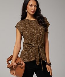 abordables -haut de vacances en coton imprimé léopard avec motif torsadé