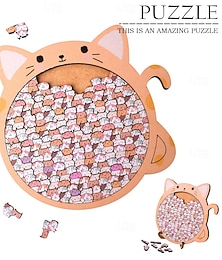 abordables -Puzzle à empiler sur le thème des chats, puzzle en bois unique aux formes irrégulières, casse-tête stimulant et éducatif, défi spatial, puzzle familial interactif de qualité supérieure, en