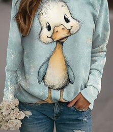 economico -Per donna Pullover Grafico Animale Casual Manica Lunga Girocollo Top Regolari Casuale Bianco Giallo Blu Primavera Autunno Inverno