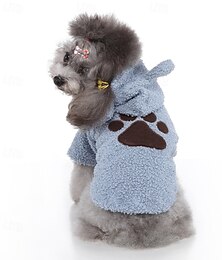 abordables -Sweat à capuche d'hiver douillet pour chien - sweat-shirt bleu en sherpa pour petits chiens &chats - garde les animaux au chaud & heureux