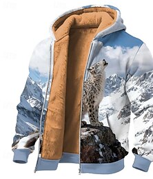 economico -Per uomo Lupo Pile Felpa con Cappuccio Giacca di pelle Felpa Classico Militare Da caccia Girocollo All'aperto Campeggio Blu Blu chiaro Marrone Con zip Autunno Inverno progettista S M L XL 2XL 3XL