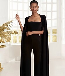 abordables -Combinaisons Longueur au sol Robe Portefeuille Sans manches Sans bretelles Élégant Simple Formel robe demoiselle d honneur Tissu Extensible Robe de Mère de Mariée  avec Fleur Couleur Unie