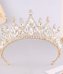 baratos -Crown Tiaras Decoração de Cabelo Liga Casamento Aniversário Elegante Estilo bonito Brilhante Com Pedrarias Capacete Chapéu