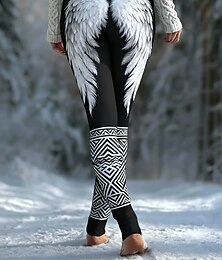 baratos -Leggings femininas estilo viking, confortáveis, para férias, vintage, étnicas, comprimento total, cintura alta, estampa gráfica, confortáveis, alta elasticidade, para uso casual urbano, pretas, para