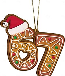 economico -Ornamento acrilico natalizio con meme 67, ornamento natalizio divertente con sei e sette, divertente regalo per nipote con decorazioni meme 67 per l'albero di Natale