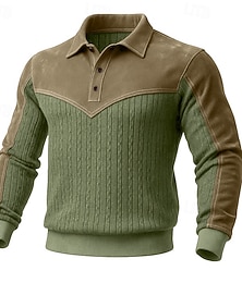 abordables -Homme Sweat-shirt Pull Sweat à capuche boutonné Vert Véronèse Revers Uni Patchwork Sport & Loisir Occasionnel Quotidien ancien Streetwear Vêtements de sport Printemps & Automne Automne & Hiver