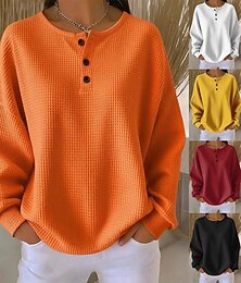 olcso -Női Pulóver Elegáns Utcai sikk Napi Tömör szín Bordázott V-alakú Fonott Nyomtatott Hosszú ujj Normál felsők Kötött Előírásos Szabadtéri Otthon Fekete Fehér Tavasz Ősz