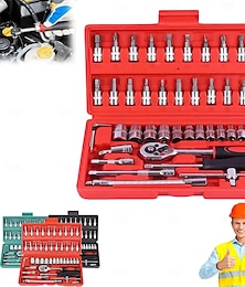economico -set di cricchetti sottili senza fili, set di chiavi a cricchetto con attacco da 1/4 di pollice, kit di chiavi a cricchetto da 46 pezzi, kit di utensili meccanici portatili con impugnatura ergonomica,