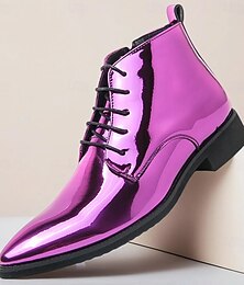 preiswerte -Lila Lackleder-Stiefel für Herren – luxuriöses Schuhwerk für Hochzeiten, Abendveranstaltungen und modische Events
