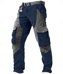 Недорогие -Муж. Брюки карго Штаны Вельветовые брюки Повседневные брюки Карман Эластичная талия Мульти карман Полотняное плетение Комфорт Мягкий Полная длина на открытом воздухе Повседневные Праздники Отпуск Мода