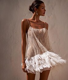 voordelige -Samba Dancewear Beading Kwast Dames Prestatie Feest Thema Feest Mouwloos Polyester Prestatie Kostuum