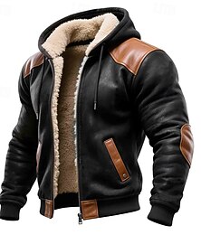 Χαμηλού Κόστους -Ανδρικά Jeci Piele Χειμερινό παλτό Μπουφάν fleece Casual Jacket ΕΞΩΤΕΡΙΚΟΥ ΧΩΡΟΥ Causal Διατηρείτε Ζεστό Τσέπη Πλήρες φερμουάρ Φθινόπωρο Χειμώνας Συνδυασμός Χρωμάτων Κομψό στυλ street Καθημερινά
