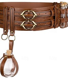 abordables -Médiéval Renaissance Ceinture Taille Viking Déguisement Homme Femmes Celtique Viking Fantaisie Halloween Carnaval Performance LARP Adulte Ceinture Fourreau Bouteille Magique