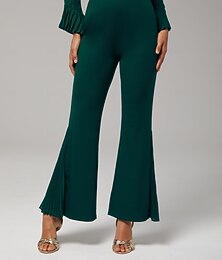 economico -pantaloni da donna con elastico in vita, patchwork a contrasto, tencel roma, eleganti, comodi, traspiranti, casual, da lavoro, autunno e vacanza