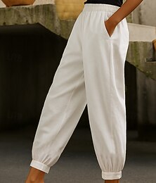 economico -Per donna Chinos Casual Lunghezza intera Vita media Tinta unita Casual Quotidiano Rosa Blu Viola Cachi Primavera, Autunno, Inverno, Estate Vestibilità regolare