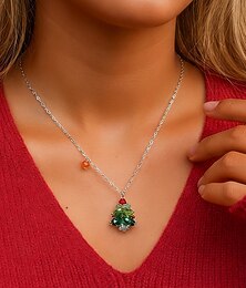 voordelige -Kerstsieraden van acryl voor dames – feestelijke kerstboomketting en oorbellen met rode strikken, perfect voor feestdagen en vieringen