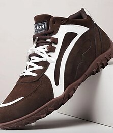 economico -scarpe da trekking da uomo marroni e bianche - calzature da esterno resistenti con suola comoda, ideali per trekking, escursionismo e avventure
