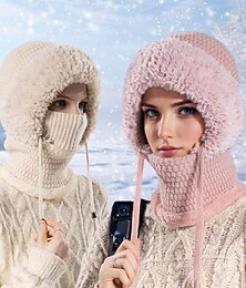 economico -1 pezzo lavorato a maglia ispessito con pile sciarpa monopezzo maschera cappello caldo 3 in 1 berretto con sciarpa e maschera, maschera invernale 2026, cappelli lavorati a maglia sciarpa con cappuccio maschere da sci