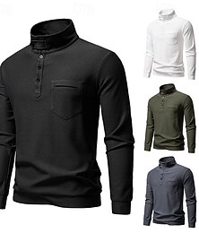 economico -Per uomo Maglia Nero Bianco Verde militare Grigio scuro Colletto Mao Semplice Tasca Sport & Outdoor Quotidiano Ferie Poliestere Streetwear Essenziale Casual Primavera Autunno Abbigliamento Felpe con