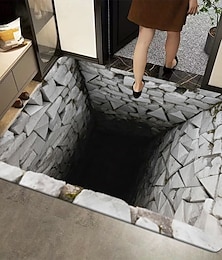 رخيصةأون -حصيرة مدخل بخداع بصري ثلاثي الأبعاد Trap بصري غير قابلة للانزلاق للمدخل وحمام المطبخ والداخل والخارج من الأرضيات الدياتومية سريعة الجفاف ماصة 20 × 31 بوصة