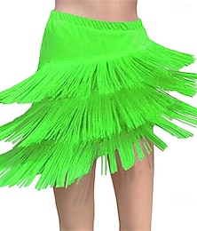abordables -Falda de danza latina con flecos de tassel para mujeres de Samba Dancewear cintura elástica disfraz de actuación de salsa y samba de baile de salón moderno