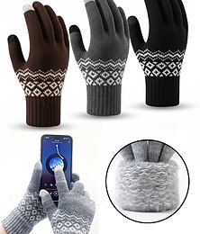 preiswerte -Weihnachtshandschuhe für Herren mit Touchscreen, verschiedene Farben, warm gestrickt mit Fair-Isle-Muster, ideal für Winter- und Weihnachtsaktivitäten