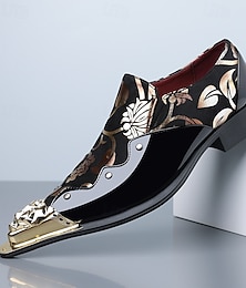 abordables -Mocassins noirs de luxe pour hommes à motifs floraux – chaussures habillées sophistiquées pour les occasions spéciales et les soirées
