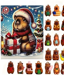 economico -Calendario dell'avvento del capibara 2025, calendario dell'avvento natalizio di 24 giorni con 24 ornamenti di capibara, decorazioni natalizie 3D da collezione di capibara, simpatica scatola regalo con