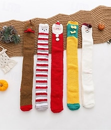 baratos -Meias longas de coral fleece até o joelho, grossas e quentinhas, para dormir, com desenhos animados fofos, meias de inverno macias e aconchegantes para relaxar, ideais para as festas de fim de ano.