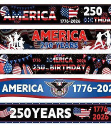 billiga -250-årsjubileum Banner 120" x 20" Amerika 1776-2026 USA 250 År Födelsedag Frihet Amerikansk Karta Patriotiska Partytillbehör Hem Deko för Semikvincicentennial