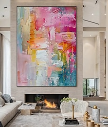 baratos -Pintura a óleo feita à mão sobre tela, arte de parede moderna abstrata para decoração de casa, pintura esticada em moldura / pintura enrolada sem moldura.