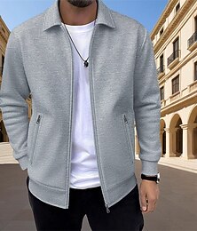 זול -בגדי ריקוד גברים ז'קט קל משקל ז'קט קז'ואל בָּחוּץ חופשה כיס קיץ & אביב אחיד סגנון רחוב מסוגנן צווארון מתקפל רגיל פול שחור לבן אדום כהה תלתן Jackets