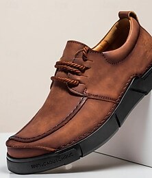 olcso -Férfi barna műbőr mokaszin vastag talppal - hétköznapi és kényelmes lábbeli mindennapi használatra