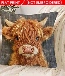 billiga -Örngott i höglandsko, 2D-tryck, söta kalvar, plyschkuddar, mjuka, korta, sammet, dekorativa örngott för soffa, vardagsrum, lantlig inredning