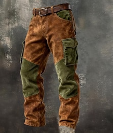 billige -Herre Militærbukser Bukser Kordfløyel bukse Imiterte semskede bukser Uformelle bukser Lomme Elastisk midje Multi lomme عادي Komfort Myk Full lengde utendørs Avslappet Daglig Ferie Mote Løstsittende