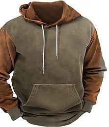 abordables -Homme Sweat à capuche Vert Véronèse À capuche Uni Patchwork Bloc de Couleur Sport & Loisir Occasionnel Quotidien Streetwear Frais Vêtements de sport Printemps & Automne Vêtement Tenue Pulls Capuche