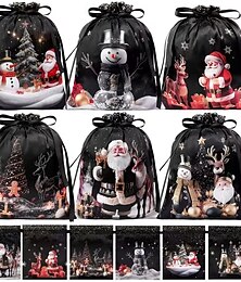 economico -12 sacchetti regalo natalizi con coulisse, lussuosi sacchetti in raso lucido da 5,9"×4,7" con chiusura a coulisse dorata, sacchetti riutilizzabili per bomboniere natalizie per calendario dell'avvento,