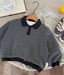 billiga -Barn Pojkar Tröja Rand Långärmad Kavajslag Knappar Höst Vinter Sport Mode Dagligen Polyester Utomhus Ledigt Skräddarsydd passform