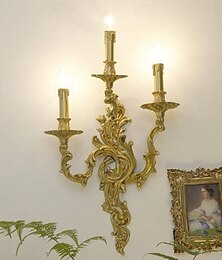 economico -applique da parete, lampada da parete in rame, applique vintage a candela, lampada da parete in stile francese, apparecchio di illuminazione rustico, applique con collegamento fisso E14, lampada da parete per soggiorno, camera da letto, corridoio