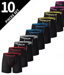 economico -Per uomo Confezione da 10 Mutandine Base Boxer Slip Elastico in vita Tergal Traspirabilità Confortevole Blocco di colori Lettere Multicolore