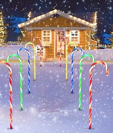 baratos -Luzes de sinalização de caminho em formato de bengala doce de Natal, com energia solar/caixa de bateria, decoração natalina externa para quintal, pátio, varanda, jardim e caminho.