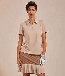 billiga -Dam Vandringspolotröja Kaki Kortärmad Överdelar Golfkläder för damer Kläder Outfits Bär kläder