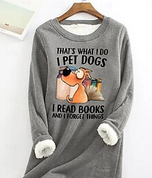 economico -Per donna Felpa Pullover Grafico Animale Lettera Caldo Casual Morbido Manica Lunga Girocollo Top Regolari Streetwear Casuale Coulisse Stampato Nero Rosa scuro Grigio Primavera Autunno Inverno